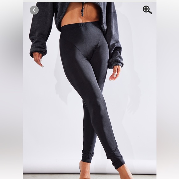 PrettyLittleThing Black Disco Seam Front Leggings - Picture 1 of 4